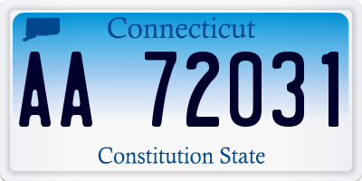 CT license plate AA72031