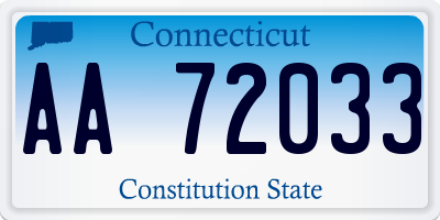 CT license plate AA72033