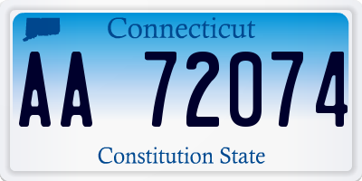 CT license plate AA72074