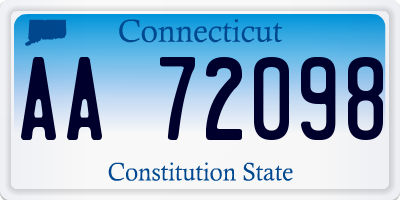 CT license plate AA72098