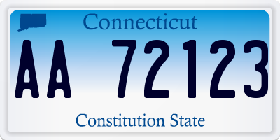 CT license plate AA72123