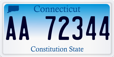 CT license plate AA72344