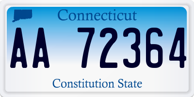 CT license plate AA72364