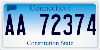 CT license plate AA72374