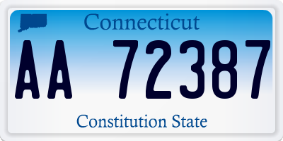 CT license plate AA72387