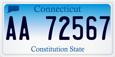 CT license plate AA72567