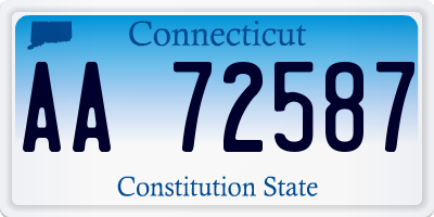 CT license plate AA72587