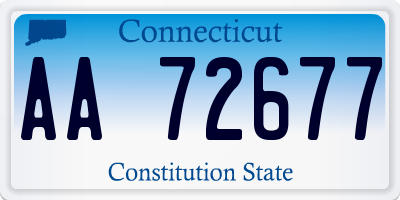 CT license plate AA72677