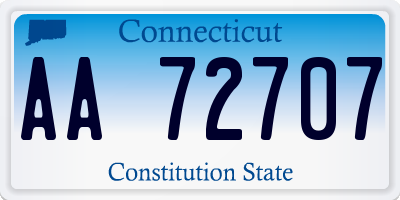 CT license plate AA72707