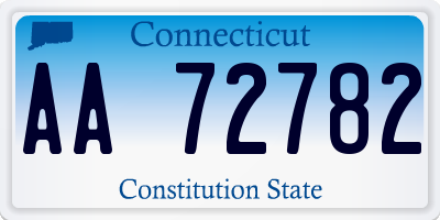 CT license plate AA72782