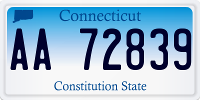 CT license plate AA72839