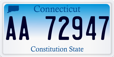 CT license plate AA72947