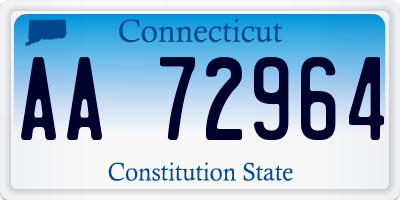 CT license plate AA72964