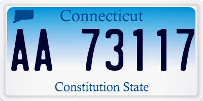 CT license plate AA73117