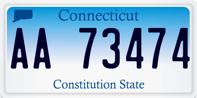 CT license plate AA73474