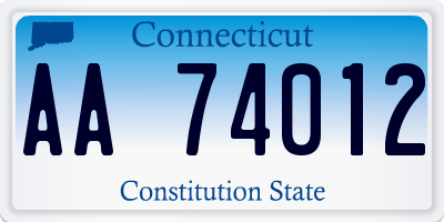 CT license plate AA74012