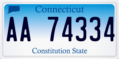 CT license plate AA74334
