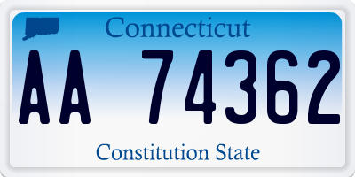 CT license plate AA74362