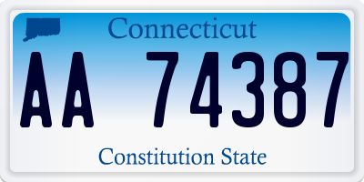 CT license plate AA74387