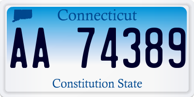 CT license plate AA74389