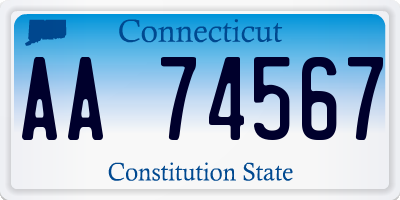 CT license plate AA74567