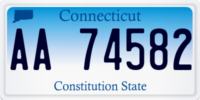CT license plate AA74582