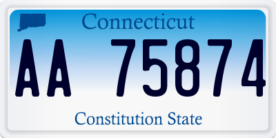 CT license plate AA75874