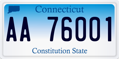 CT license plate AA76001