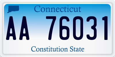 CT license plate AA76031