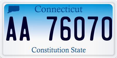 CT license plate AA76070