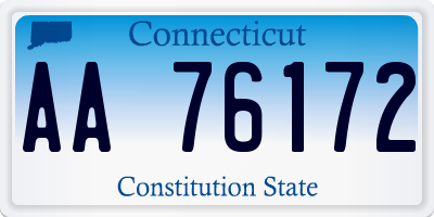 CT license plate AA76172