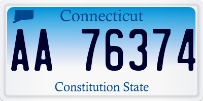 CT license plate AA76374