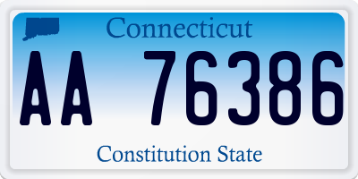 CT license plate AA76386