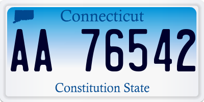 CT license plate AA76542