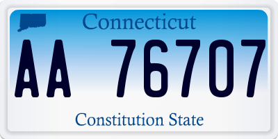 CT license plate AA76707
