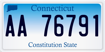 CT license plate AA76791