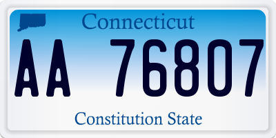 CT license plate AA76807
