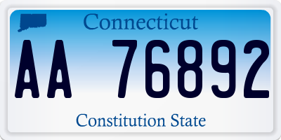 CT license plate AA76892