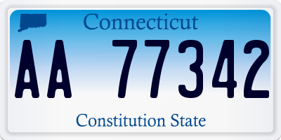 CT license plate AA77342