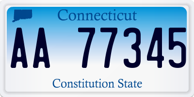 CT license plate AA77345