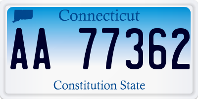 CT license plate AA77362