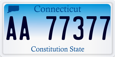 CT license plate AA77377