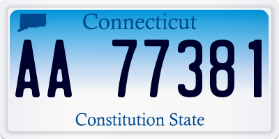 CT license plate AA77381