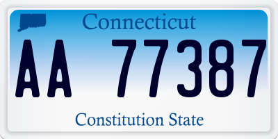 CT license plate AA77387