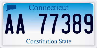 CT license plate AA77389