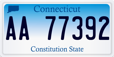 CT license plate AA77392