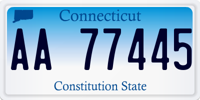 CT license plate AA77445