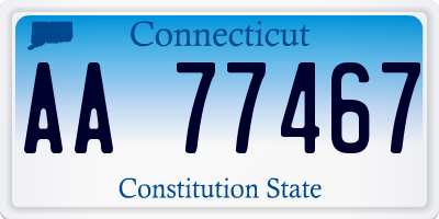 CT license plate AA77467