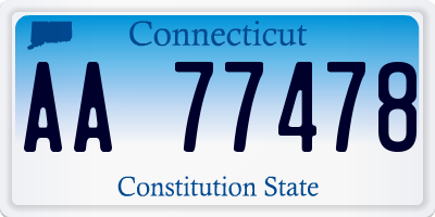 CT license plate AA77478