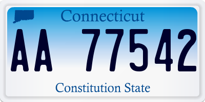 CT license plate AA77542